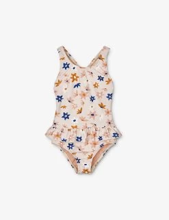 Liewood Amara Stripe-print Frill-waist Recycled-polyester Swimsuit 18 Months - 8 Years