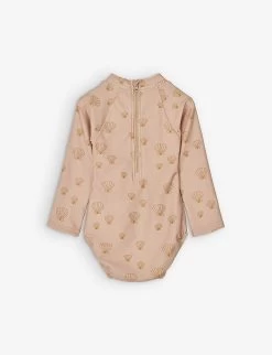 Liewood Maxime Shell-print High-neck Recycled-polyester Swimsuit 3-24 Months -Kid Couture R04122086 SEASHELLPALETUSCANY ALT02
