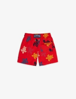 Vilebrequin Turtle-print Stretch Recycled-polyamide Swim Shorts 4-14 Years -Kid Couture R04124138 COQUELICOT ALT02