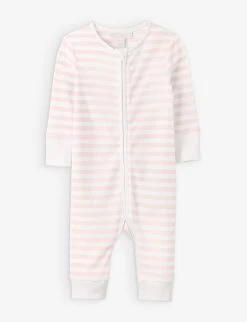 Stripe-print Zipped Organic-cotton Romper 0-24 Months