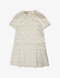 Gucci Lace-collar Monogram-print Cotton Dress 12 Months-12 Years