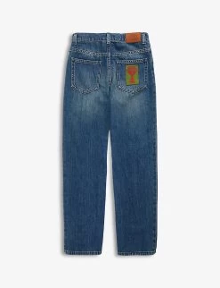Gucci Straight-leg Logo-patch Jeans 6-12 Years 5 Gucci Straight-leg Logo-patch Jeans 6-12 Years -Kid Couture R04125872 BLUEMIX ALT02