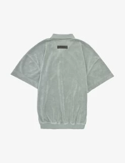 Kids ESSENTIALS Brand-appliqué Velour Polo Shirt 4-16 Years -Kid Couture R04125996 SYCAMORE ALT02