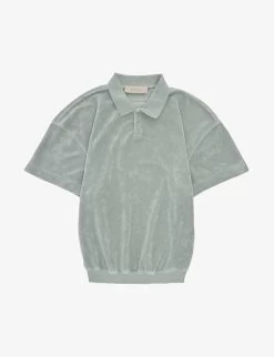 Kids ESSENTIALS Brand-appliqué Velour Polo Shirt 4-16 Years