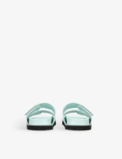 Palm Angels Logo-embellished Double-strap Leather Sandals 4-8 Years -Kid Couture R04126321 PALEBLUE ALT03