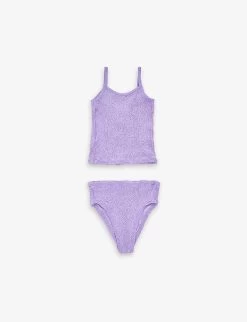 Daphne Scoop-neck Crinkle-texture Stretch-woven Bikini 7-12 Years