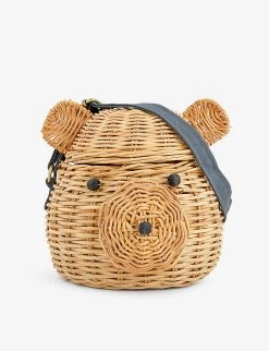 Meri-Meri Bear Rattan Cross-body Bag