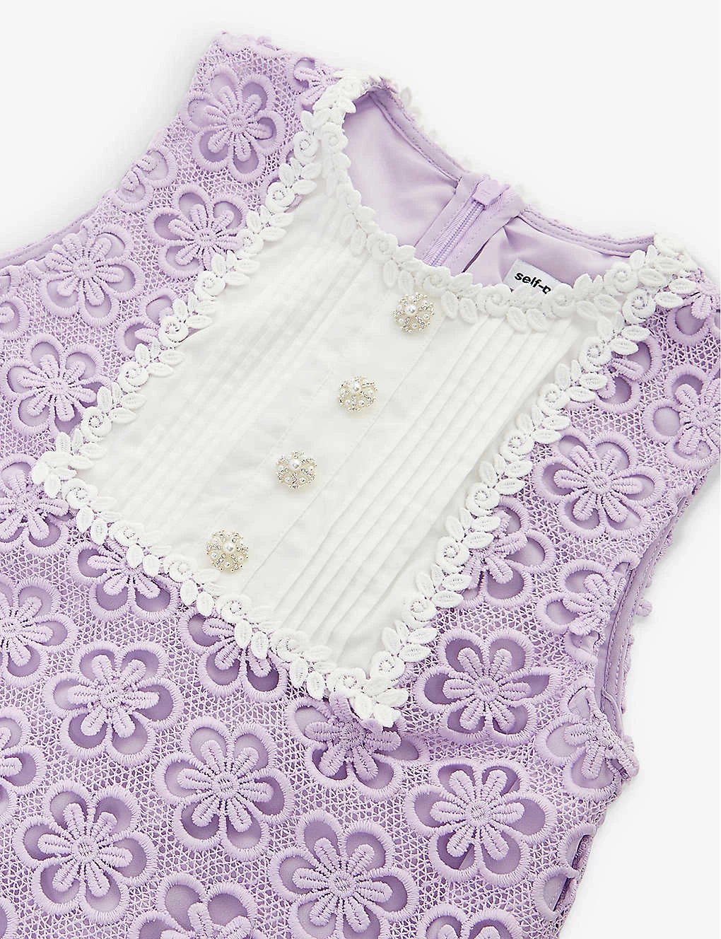 SELF PORTRAIT Contrast-panel Round-neckline Woven Dress 3-12 Years 2 SELF PORTRAIT Contrast-panel Round-neckline Woven Dress 3-12 Years - Image 2