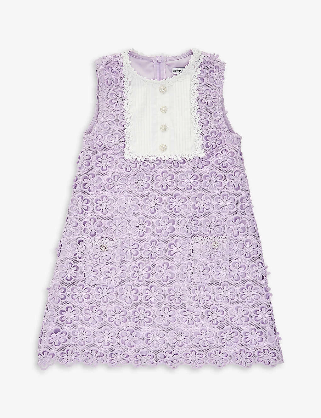SELF PORTRAIT Contrast-panel Round-neckline Woven Dress 3-12 Years 1 SELF PORTRAIT Contrast-panel Round-neckline Woven Dress 3-12 Years