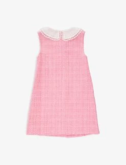 SELF PORTRAIT Tweed Bow-embellished Woven Mini Dress 3-12 Years -Kid Couture R04131127 PINK ALT02