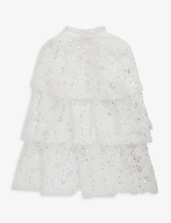 SELF PORTRAIT Bow-embellished Woven Cape 5-10 Years -Kid Couture R04131132 WHITE ALT02