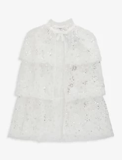 SELF PORTRAIT Bow-embellished Woven Cape 5-10 Years