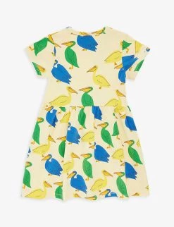 Mini Rodini Pelican-print Short-sleeve Stretch-cotton Dress 18 Months-11 Years -Kid Couture R04131149 YELLOW ALT02