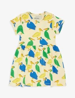 Mini Rodini Pelican-print Short-sleeve Stretch-cotton Dress 18 Months-11 Years
