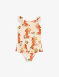 Mini Rodini Unicorn-print Ruffle-trim Stretch-woven Swimsuit 18 Months- 9 Years
