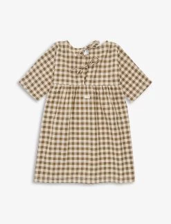 Bella Gingham-print Organic-cotton Dress 1-4 Years -Kid Couture R04131281 OLIVE ALT02