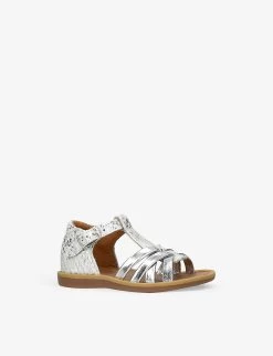 Pom D'Api Poppy Back Neptune Metallic-strap Faux-leather Sandals 6 Months-3 Years -Kid Couture R04132325 SILVER ALT02