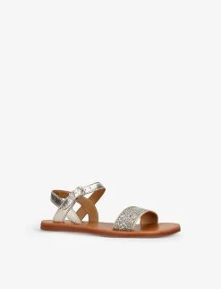 Pom D'Api Plaguette Tao Glitter-sequin Faux-leather Sandals 7-9 Years -Kid Couture R04132334 GOLD ALT02