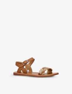 Pom D'Api Plaguette Ferns Metallic-glittered Strap Faux-leather Sandals 6-7 Years -Kid Couture R04132336 CAMEL ALT02