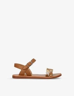 Pom D'Api Plaguette Ferns Metallic-glittered Strap Faux-leather Sandals 6-7 Years