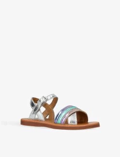 Pom D'Api Plagette Lili Metallic-leather Sandals 3-5 Years -Kid Couture R04132339 SILVERCOM ALT02