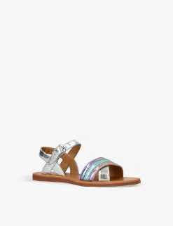 Pom D'Api Plagette Lili Metallic-leather Sandals 6-7 Years -Kid Couture R04132340 SILVERCOM ALT02