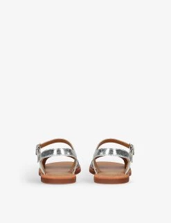 Pom D'Api Plagette Lili Metallic-leather Sandals 6-9 Years -Kid Couture R04132341 SILVERCOM ALT03