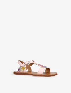 Pom D'Api Plagette Papillon Butterfly Leather Sandals 7-9 Years -Kid Couture R04132351 PALEPINK ALT02