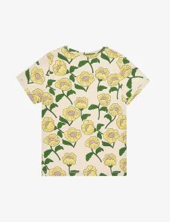 Mini Rodini Mr G Floral-print Stretch-organic-cotton T-shirt -Kid Couture R04135530 YELLOW ALT02