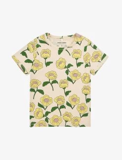 Mini Rodini Mr G Floral-print Stretch-organic-cotton T-shirt