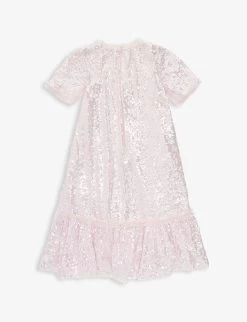 Mila Sequin-embellished Ruffle-trim Recycled-polyester Dress 4-10 Years -Kid Couture R04135609 PINK ALT02