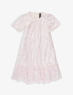 Mila Sequin-embellished Ruffle-trim Recycled-polyester Dress 4-10 Years