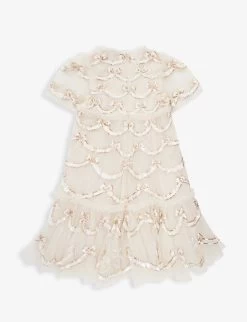 Sequin-embellished Ruffle-trim Recycled-polyester Dress 4-10 Years 5 Sequin-embellished Ruffle-trim Recycled-polyester Dress 4-10 Years -Kid Couture R04135610 CREAM ALT02