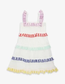 Zimmermann Frilled-shoulder Smock-top Cotton-poplin A-line Mini Dress 6-12 Years