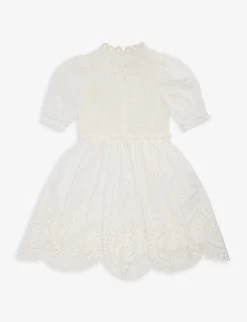 Zimmermann Halycon Embroidered Cotton-poplin Dress 8-12 Years -Kid Couture R04135663 IVORY ALT02