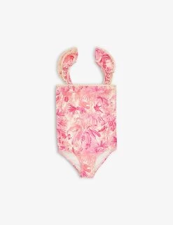Zimmermann Ginger Graphic-print Frill-shoulders Stretch-woven Swimsuit 4-12 Years