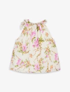Zimmermann Halter-neck Floral-pattern Cotton Top 4-12 Years 5 Zimmermann Halter-neck Floral-pattern Cotton Top 4-12 Years -Kid Couture R04135667 PURPLEORANGEFLORAL ALT02