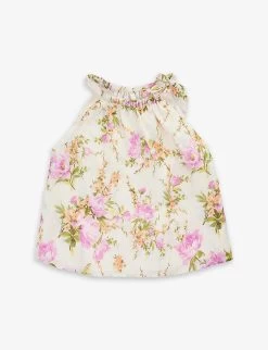 Zimmermann Halter-neck Floral-pattern Cotton Top 4-12 Years