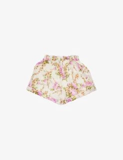 Zimmermann Halycon Floral-pattern Cotton Shorts 4-12 Years -Kid Couture R04135668 PURPLEORANGEFLORAL ALT02