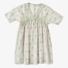 Asparagus Rose Bouquet-print Cotton-voile Dress 3-12 Years