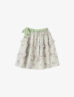 Azalea Rose Bouquet-print Cotton Skirt 3-12 Years