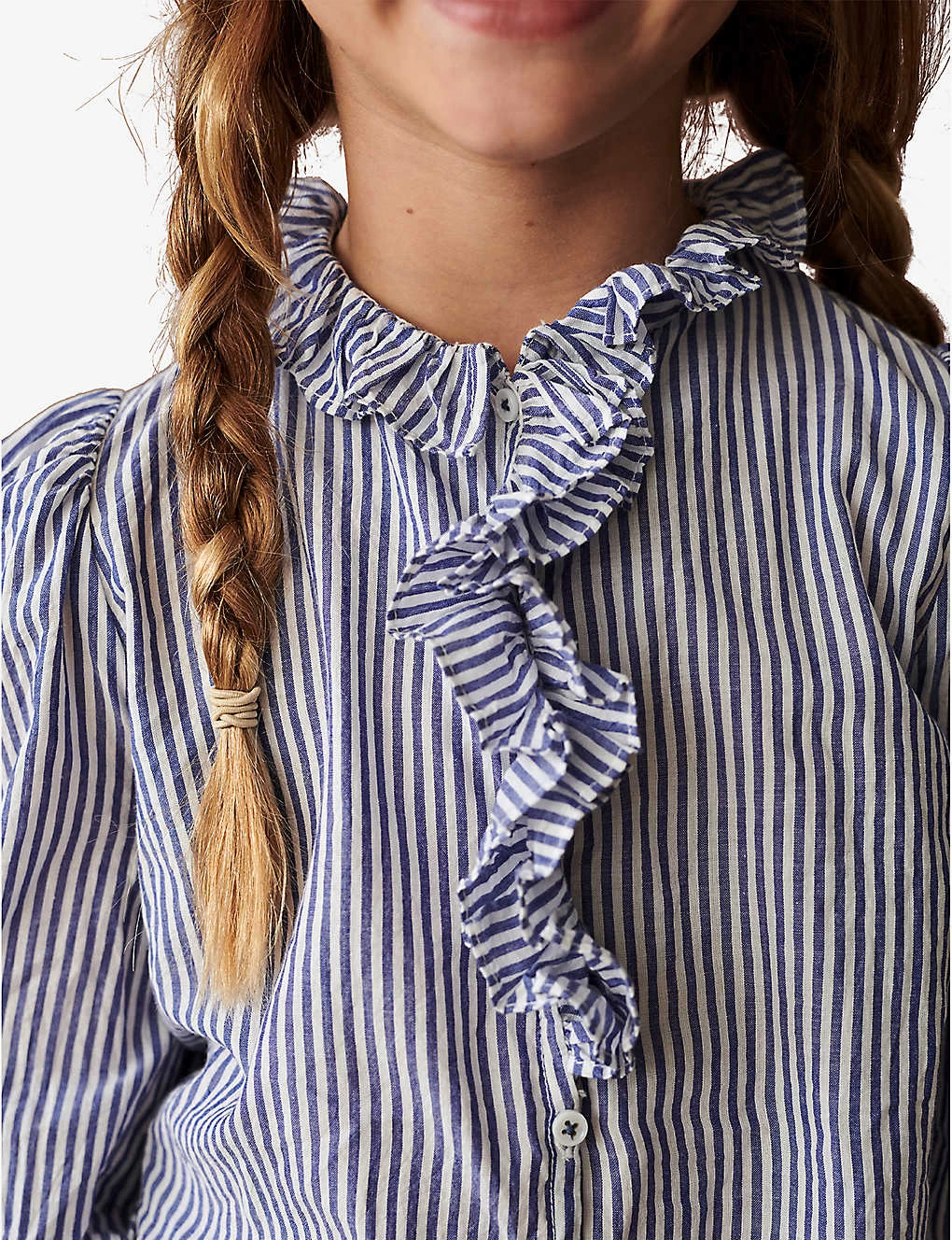 Cauliflower Stripe Cotton Blouse 3-12 Years 2 Cauliflower Stripe Cotton Blouse 3-12 Years - Image 2