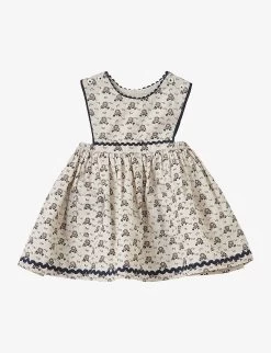 Jupiter Polka Floral-print Cotton Pinafore Dress 3-24 Months