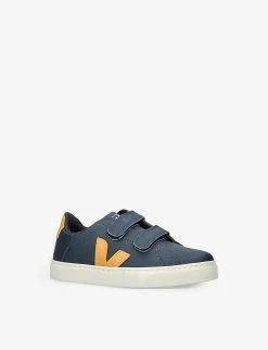 Veja Esplar Logo-embroidered Leather Low-top Trainers 6-9 Years -Kid Couture R04137475 NAVY ALT02