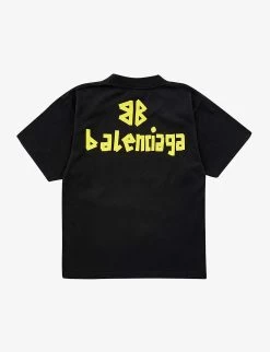 Balenciaga Logo-print Cotton-jersey T-shirt 4-10 Years -Kid Couture R04137869 WASHEDBLACK ALT02