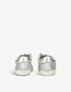 Golden Goose Baby School Glitter-embellished Leather Low-top Trainers 0-6 Months -Kid Couture R04139080 SILVER ALT03