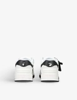 Out Of Office Logo-embroidered Leather Low-top Trainers 4-7 Years -Kid Couture R04141687 WHITEBLK ALT03