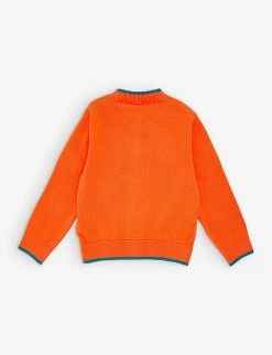 STELLA MCCARTNEY Flower-patch Cotton-knit Cardigan 3-36 Months -Kid Couture R04142069 ORANGE ALT02