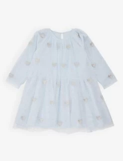 STELLA MCCARTNEY Heart-embroidered Recycled-polyester Tulle Dress 6-36 Months