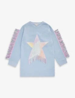 STELLA MCCARTNEY Star-shaped Panel Tassel Cotton-jersey Dress 2-10 Years